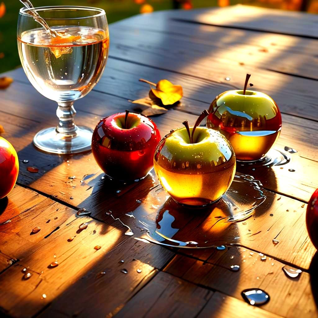Glass Apples in Autumn Breeze: 3D Rendered Art
