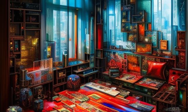 Isometric Board Game Art with Alcohol Ink Effects