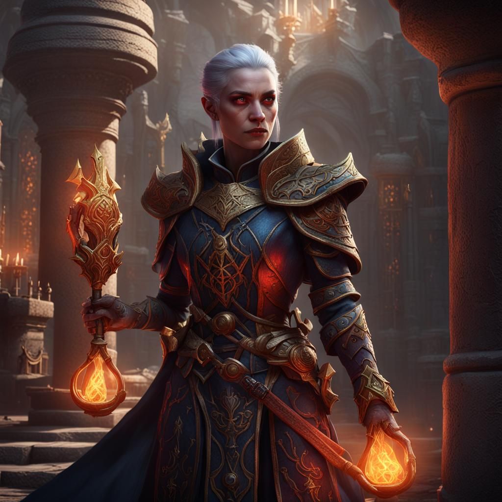 Half-Elf Cleric Shadowheart: Detailed Fantasy Art