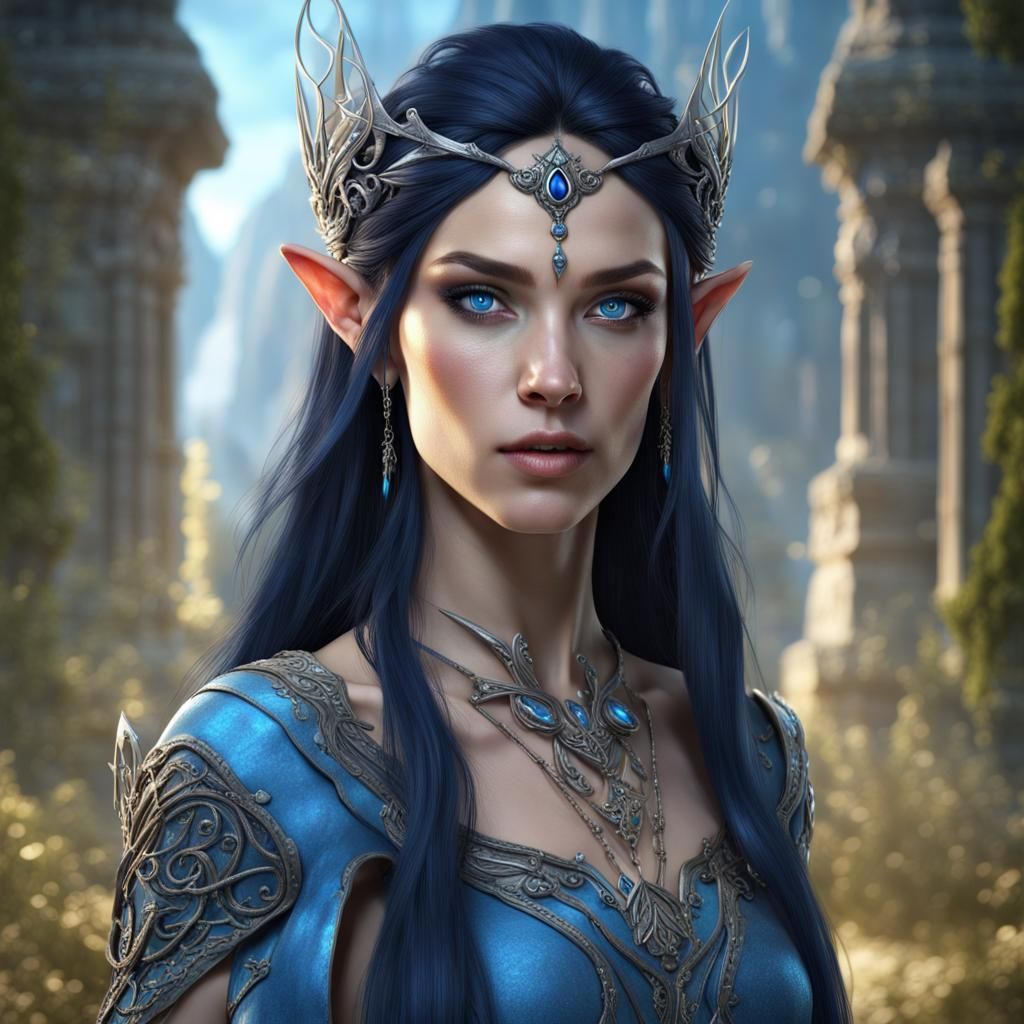 Elven Woman Portrait in Detailed Fantasy Concept Art