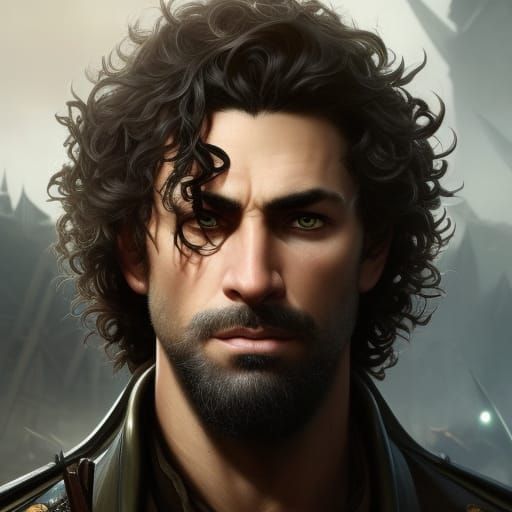 Dark Fantasy Hunter Portrait in Digital Art Style