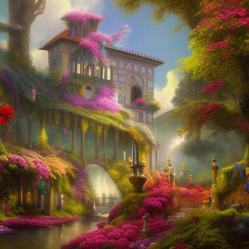 Enchanted Fantasy Oil Painting of Florence, Italy