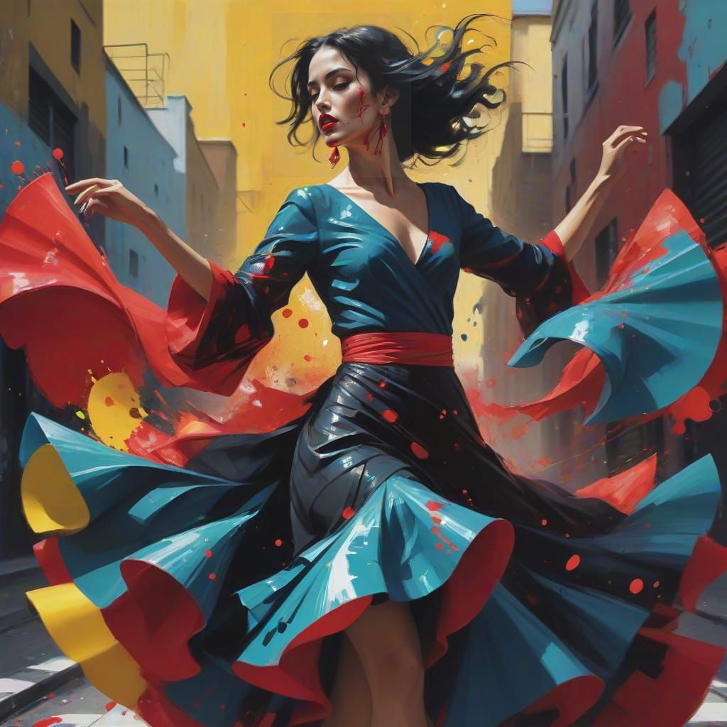 Vibrant Flamenco Dancer in Motion