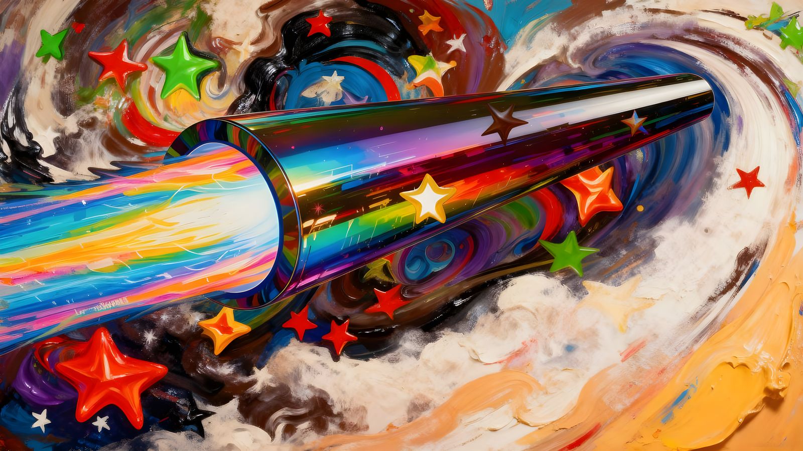Vivid Abstract Vortex with Rainbow Exhaust