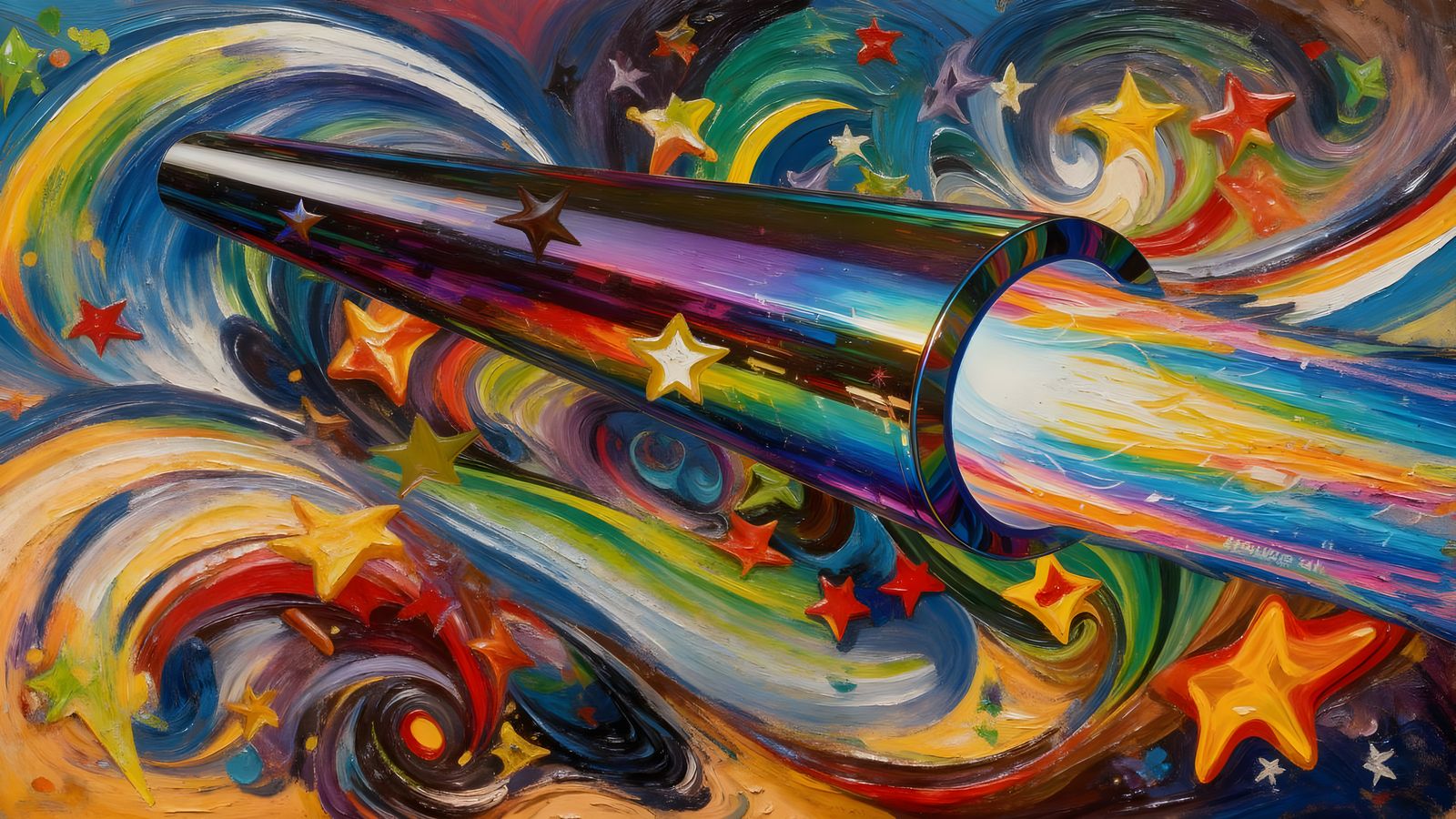 Vivid Abstract Vortex with Rainbow Exhaust