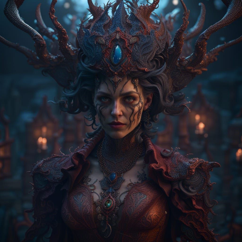 Scary Mysterious Woman in Detailed 3D Rendering