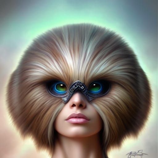 Hyperrealistic Wookiee Woman Portrait in 8k