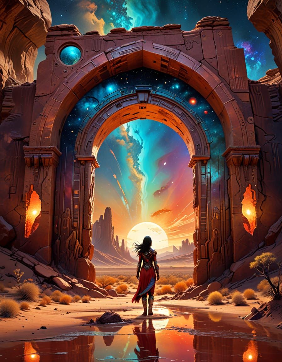 Native American Woman and Desert Portal