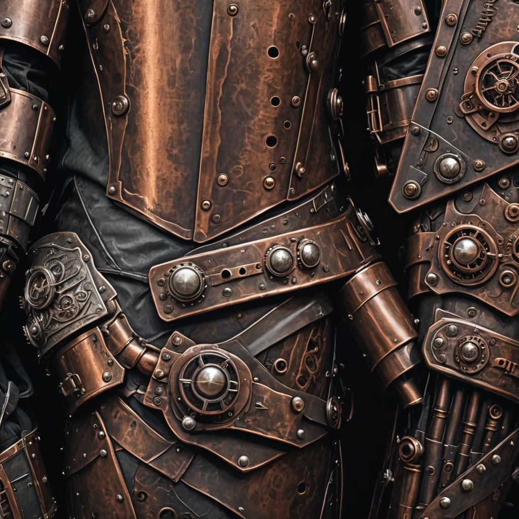 Industrial Steampunk Gauntlet with Mythical Amazonian Patter...