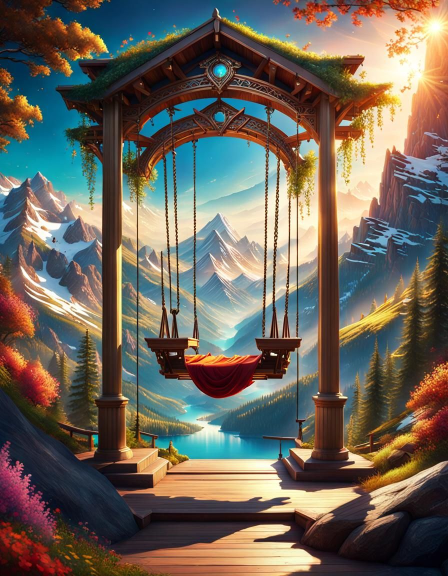 Beautiful swing with unobstructed view of the landscape