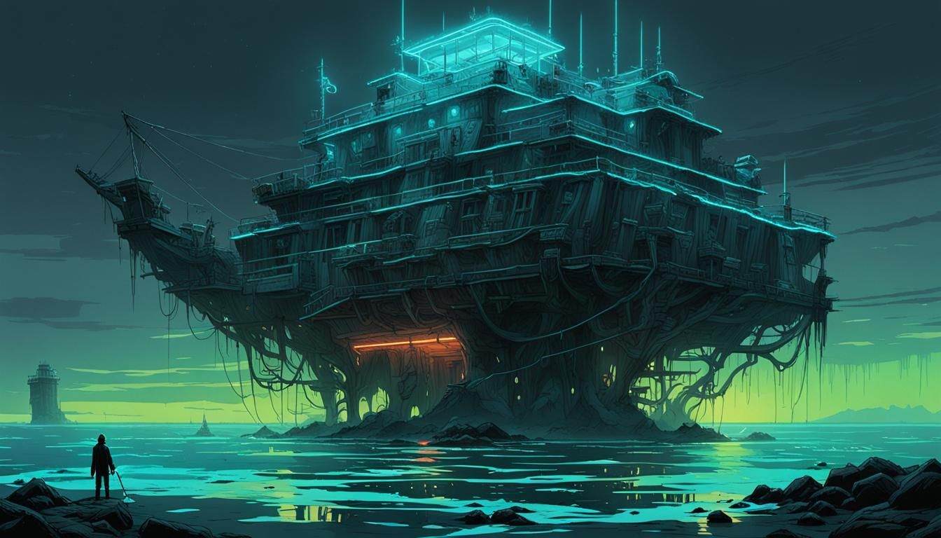 Neon Shipwreck in a Sea of Emotions