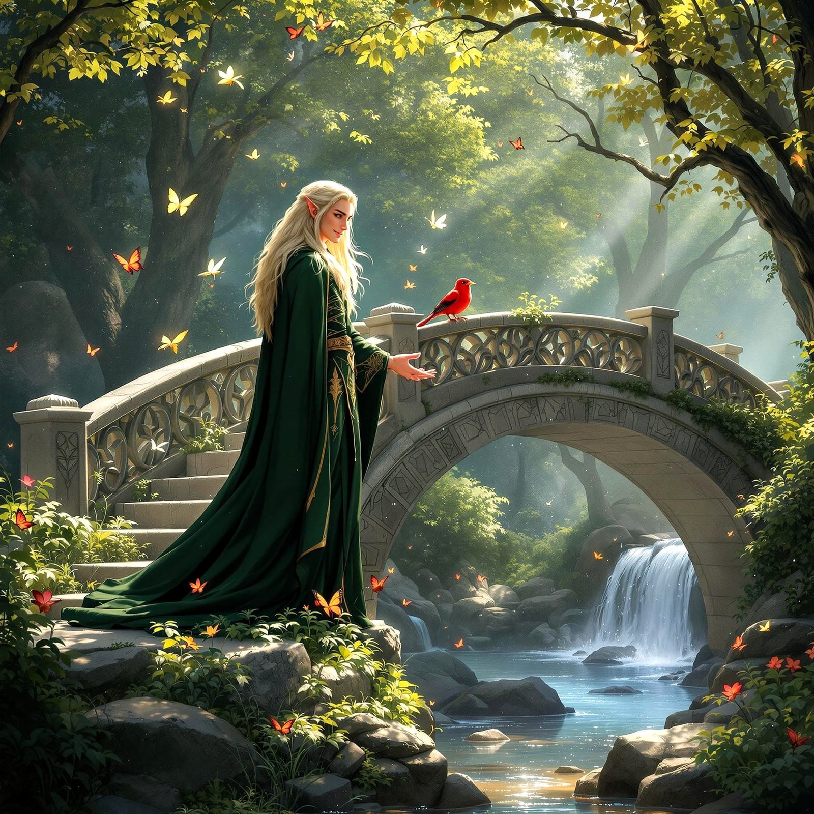 Elegant Elf King in Glittering Forest Realm