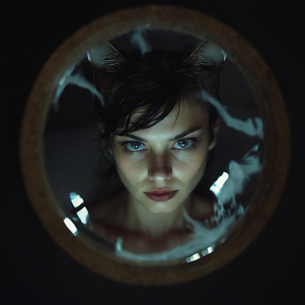 Ethereal Schroedinger's Cat Portrait in Photorealism