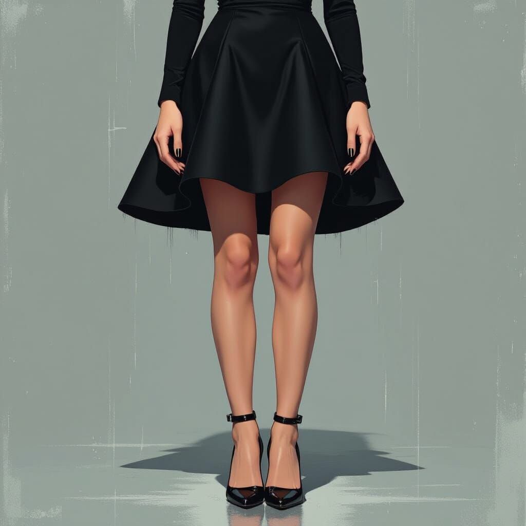 Girl in Black Dress Fashion Illustration