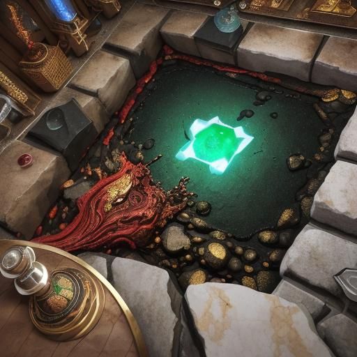 Abstract Metallic Stone Composition in 3D