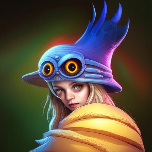 Cute Baby Skeleton Creature with Witch Hat