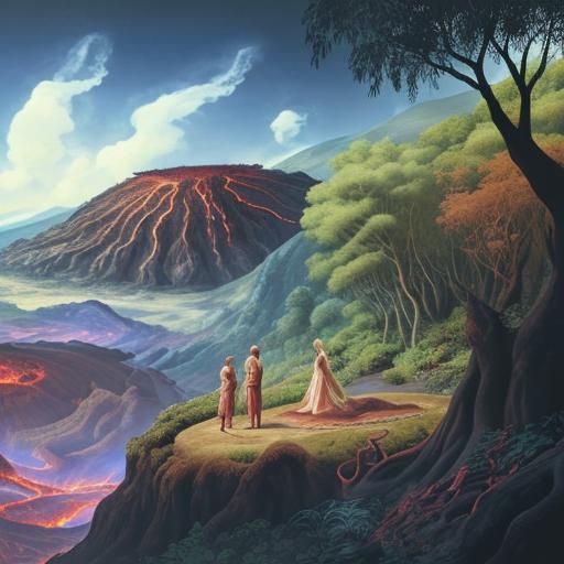 Eden Couple with Lava: Genesis Creation Story