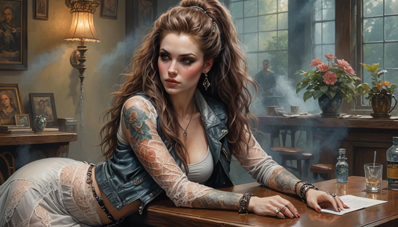 Ethereal Tattooed Woman Portrait in Fantasy Style