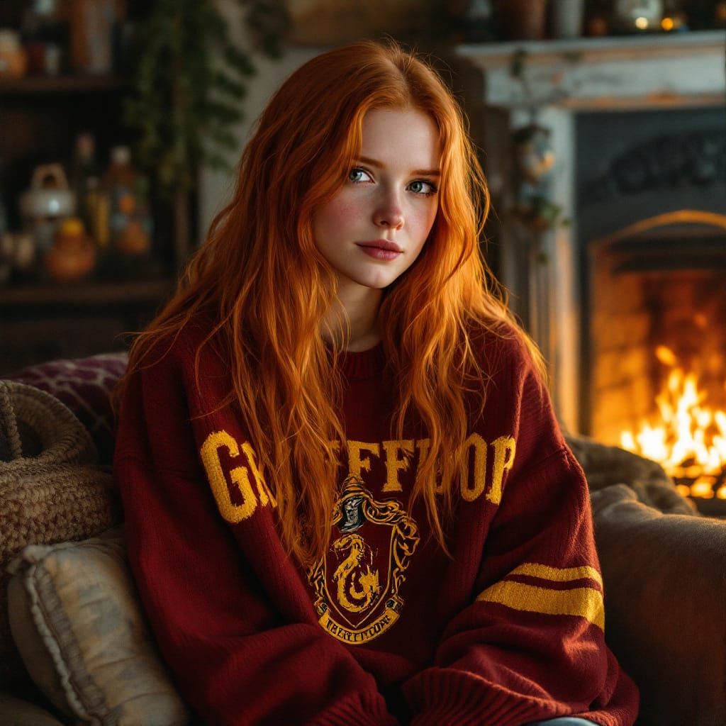 Ginny Weasley in Gryffindor Sweater at the Burrow