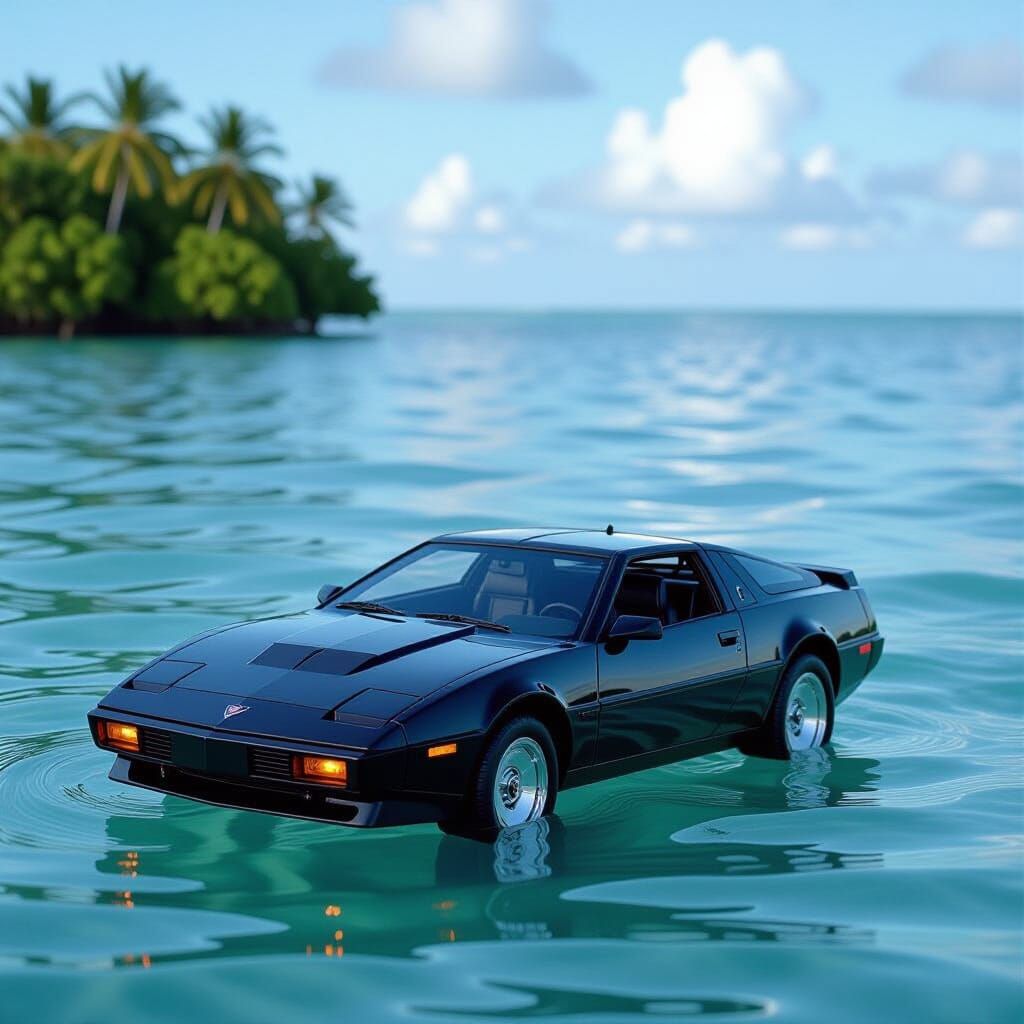 Knight Rider KITT Car Stranded on Tiny Island