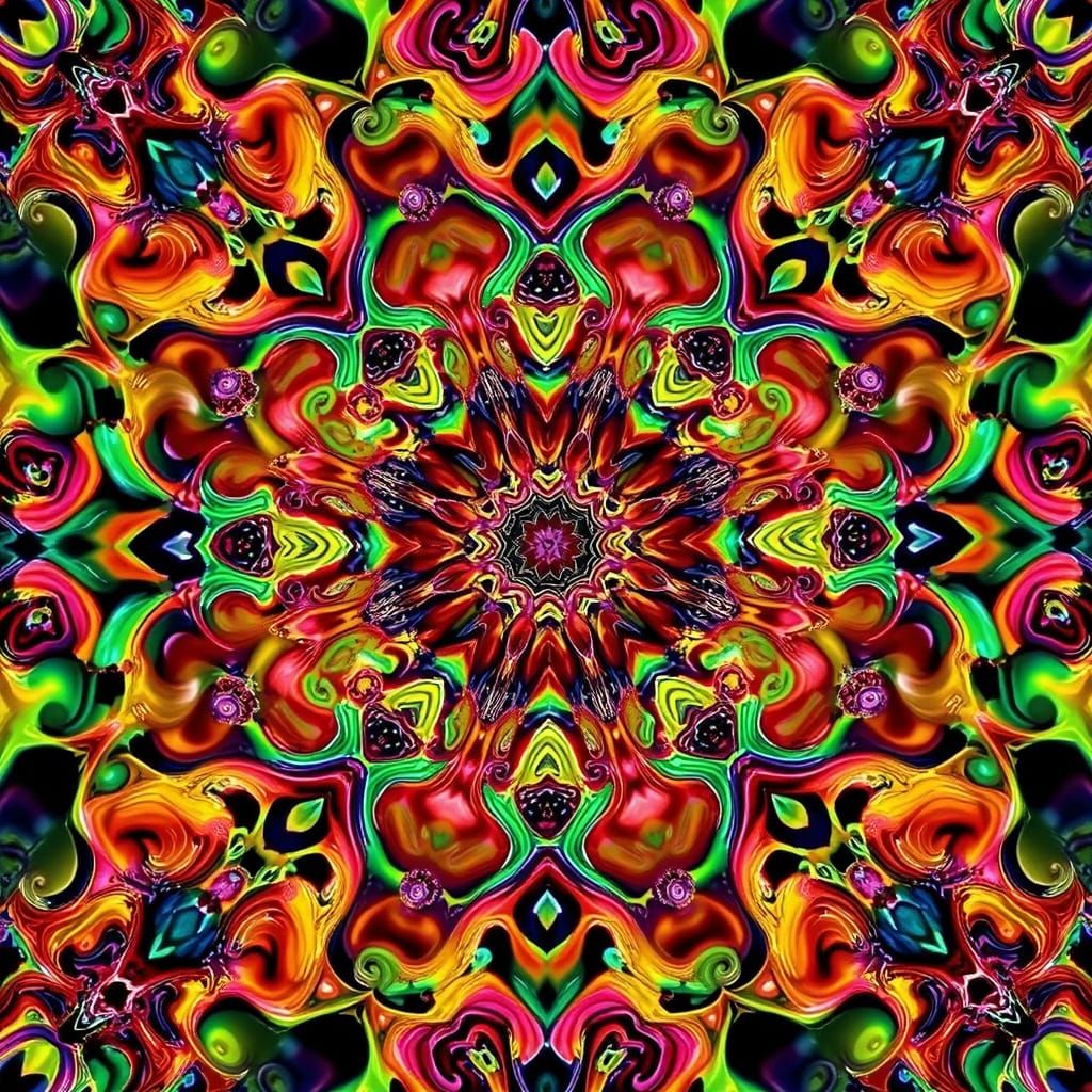 Psychedelic Kaleidoscope in Vibrant Geometric Patterns