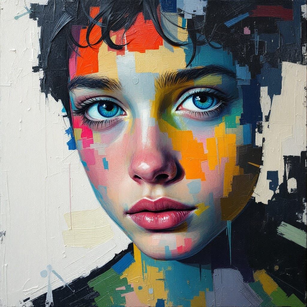 Emotive Oil Painting of a Young Figure in Close-Up