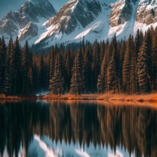 Elk by a Lake in Forest Under Dramatic Lighting