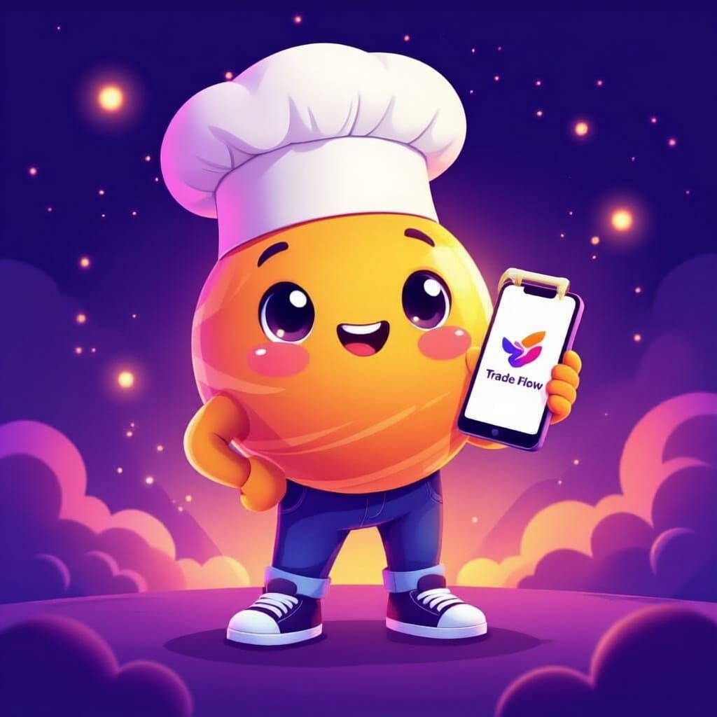 Mercury Planet Mascot with Trade Flow Logo Smartphone