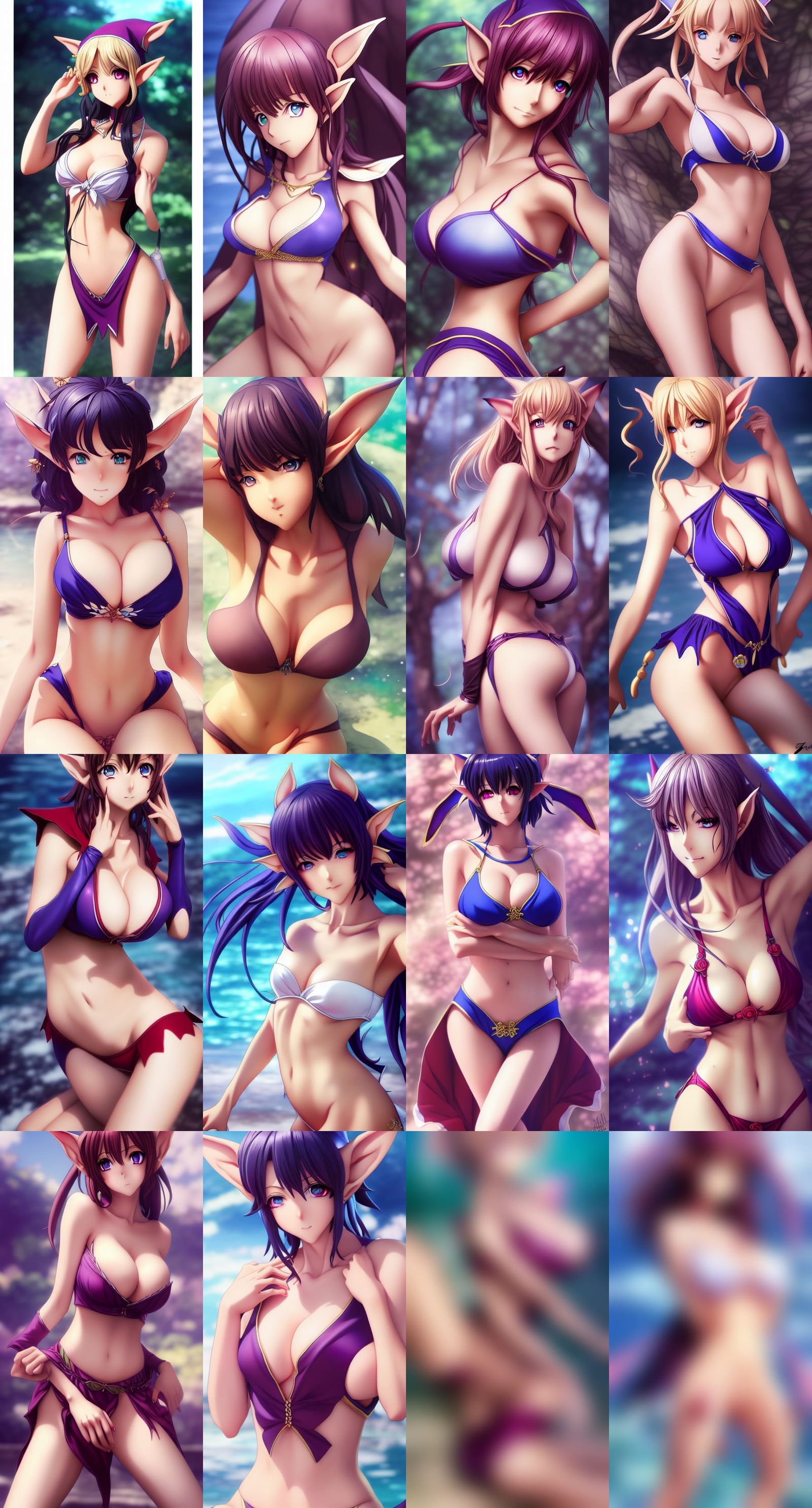 Anime Elf with Seductive Pose in Detailed Style