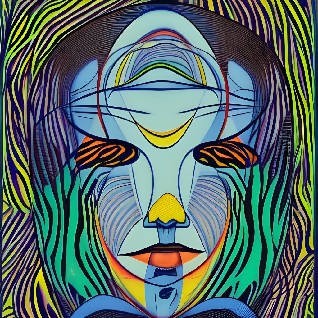 Psychedelic Forest Scene with Optical Illusions