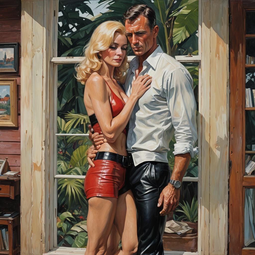 Embrace Before a Window: Oil Painting