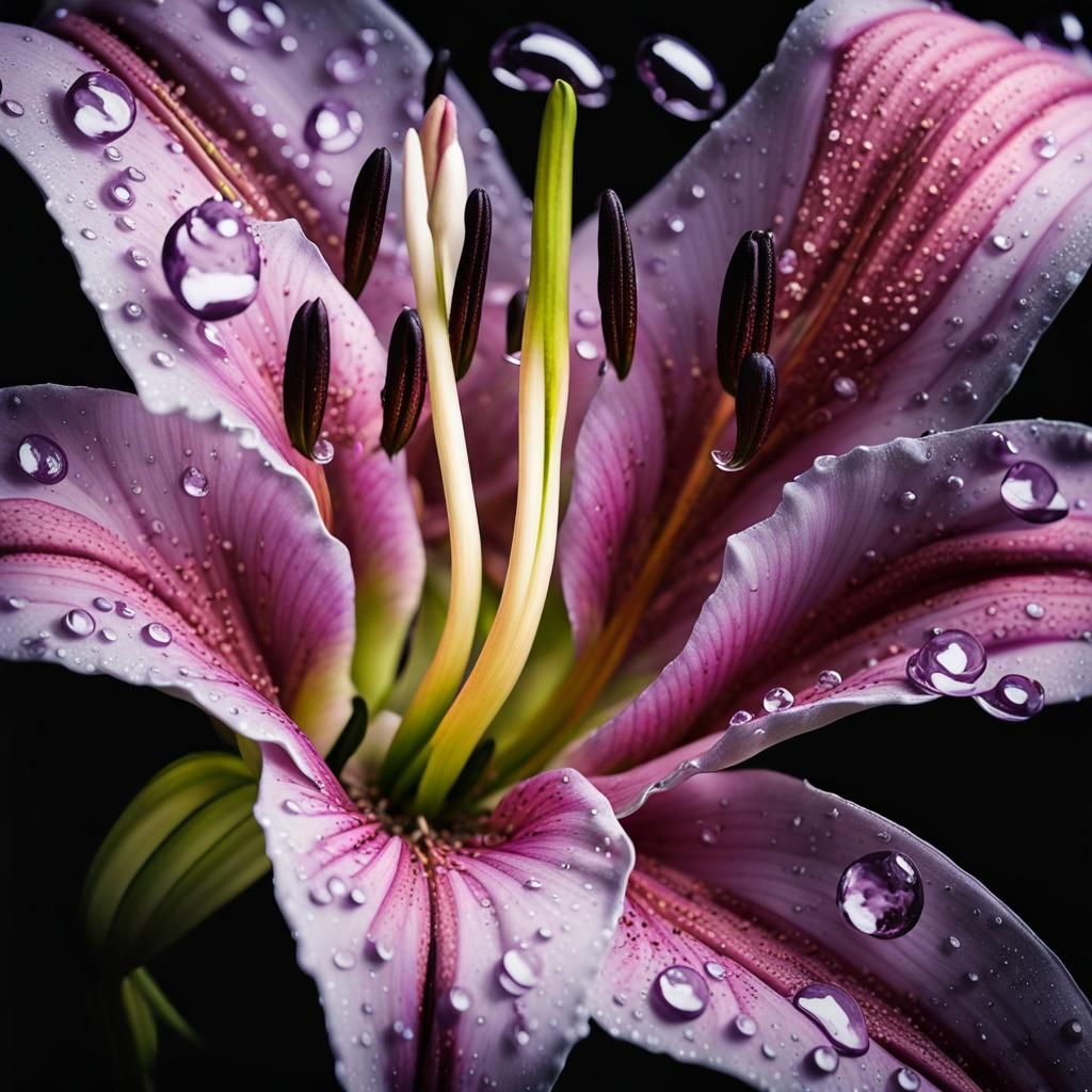 Purple and Pink Lily in Dramatic Lighting
