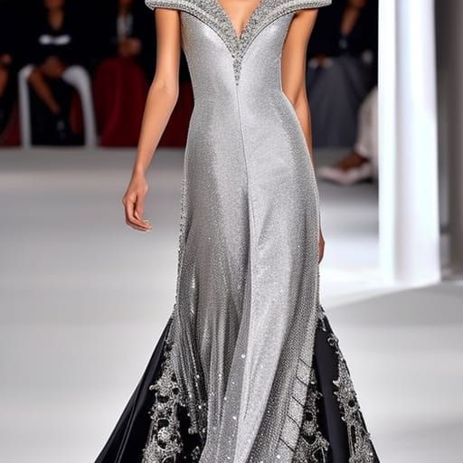 Angelic Silver met gala gothic dress with decorated with pearls& gothic vibes& ethereal vibes& shimmery vibes& luxurious...