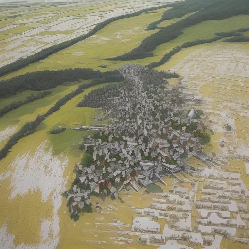 Epic Dark Fantasy Landscape with Distant Figures