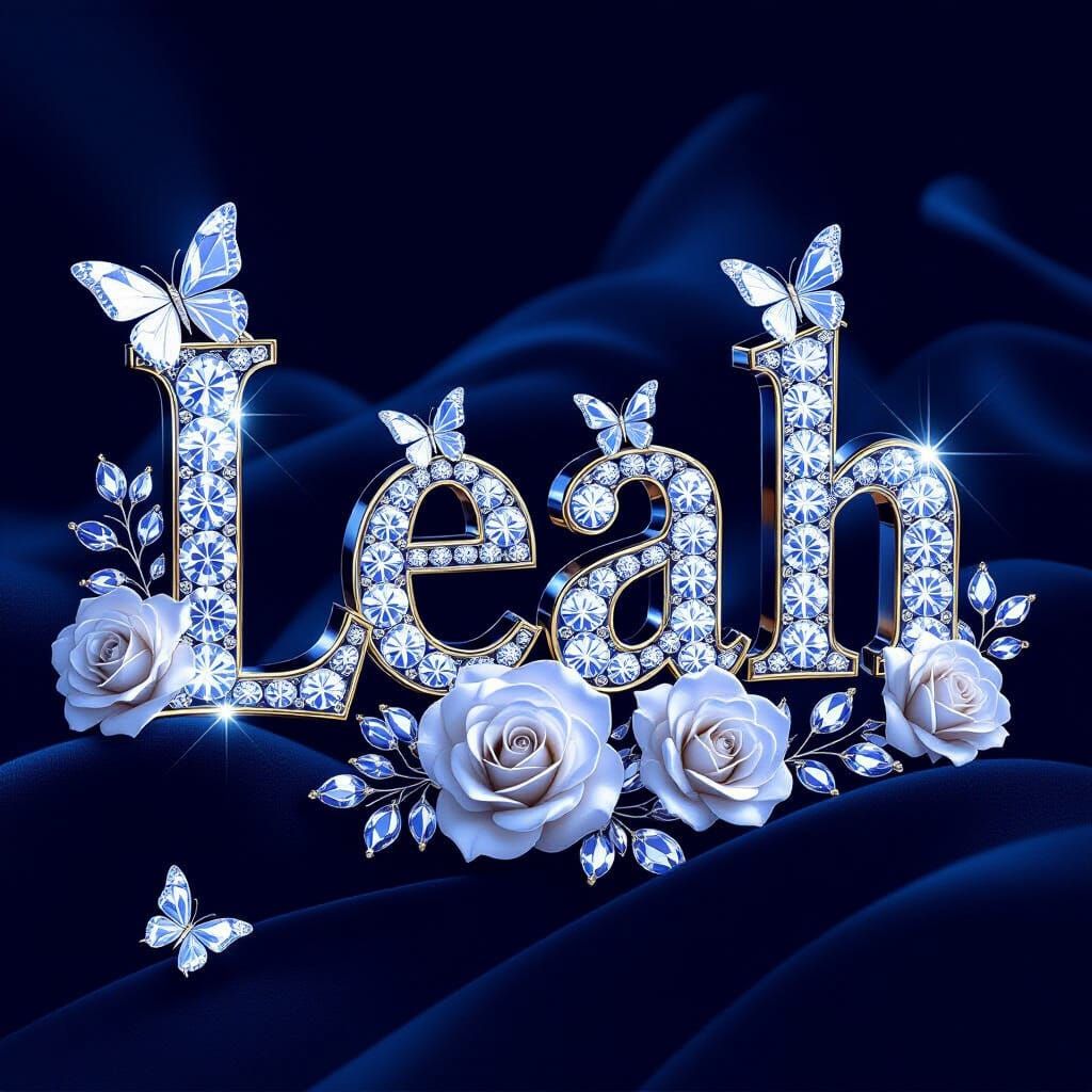 LEAH Name Sign Crafted From Blue Diamonds and White Diamond ...