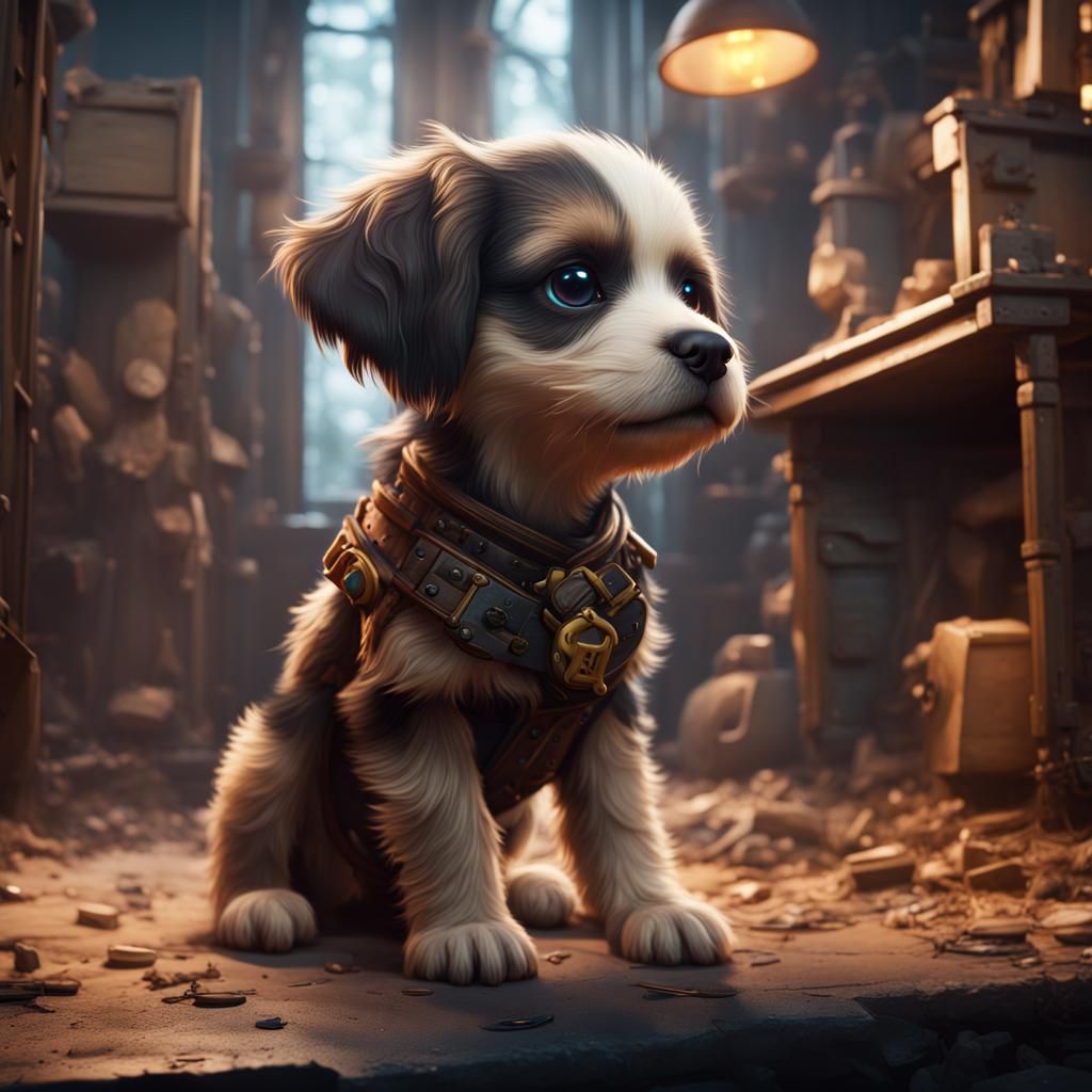 Cute Puppy Lost in Dreamlike Backrooms