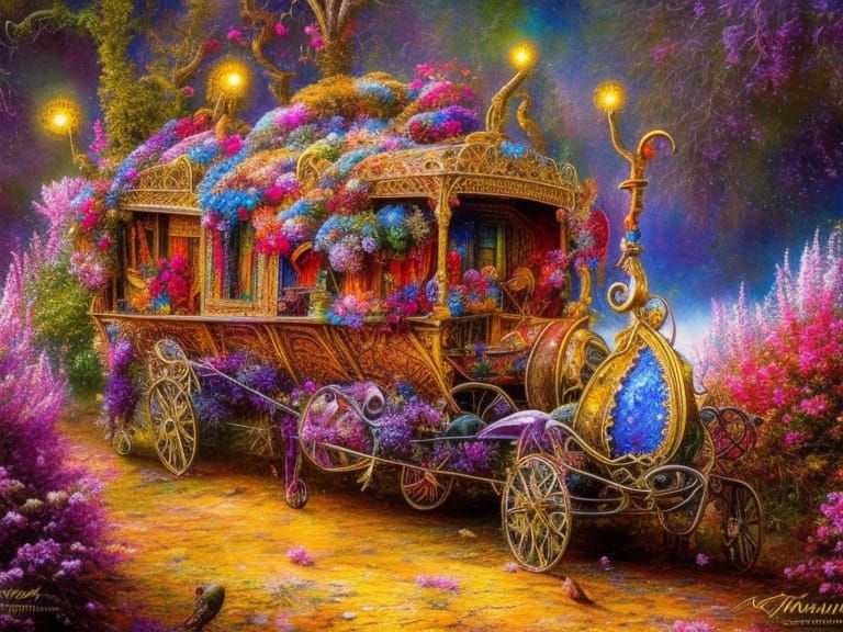 Enchanting Romani Wagon Inspired by Persian Art