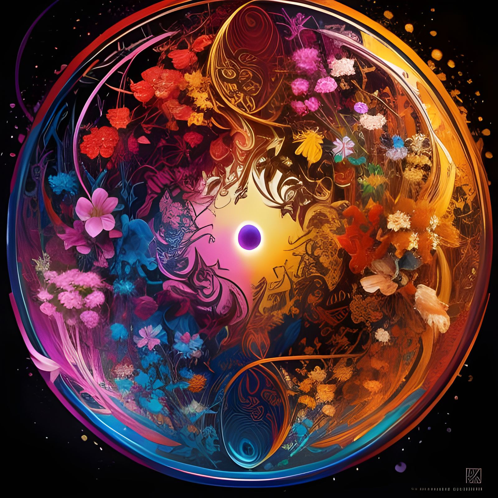 Colorful Yin Yang Emblem in Whimsical Style
