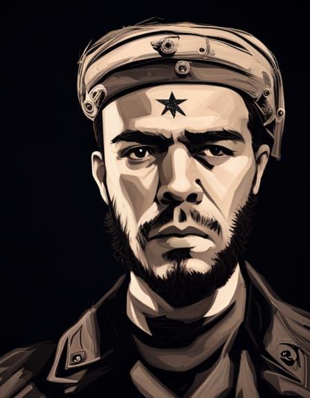 Che Guevara Mirror Image in Black and White