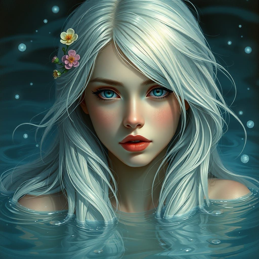 Beautiful Mermaid in Ocean Depths: Fantasy Concept Art
