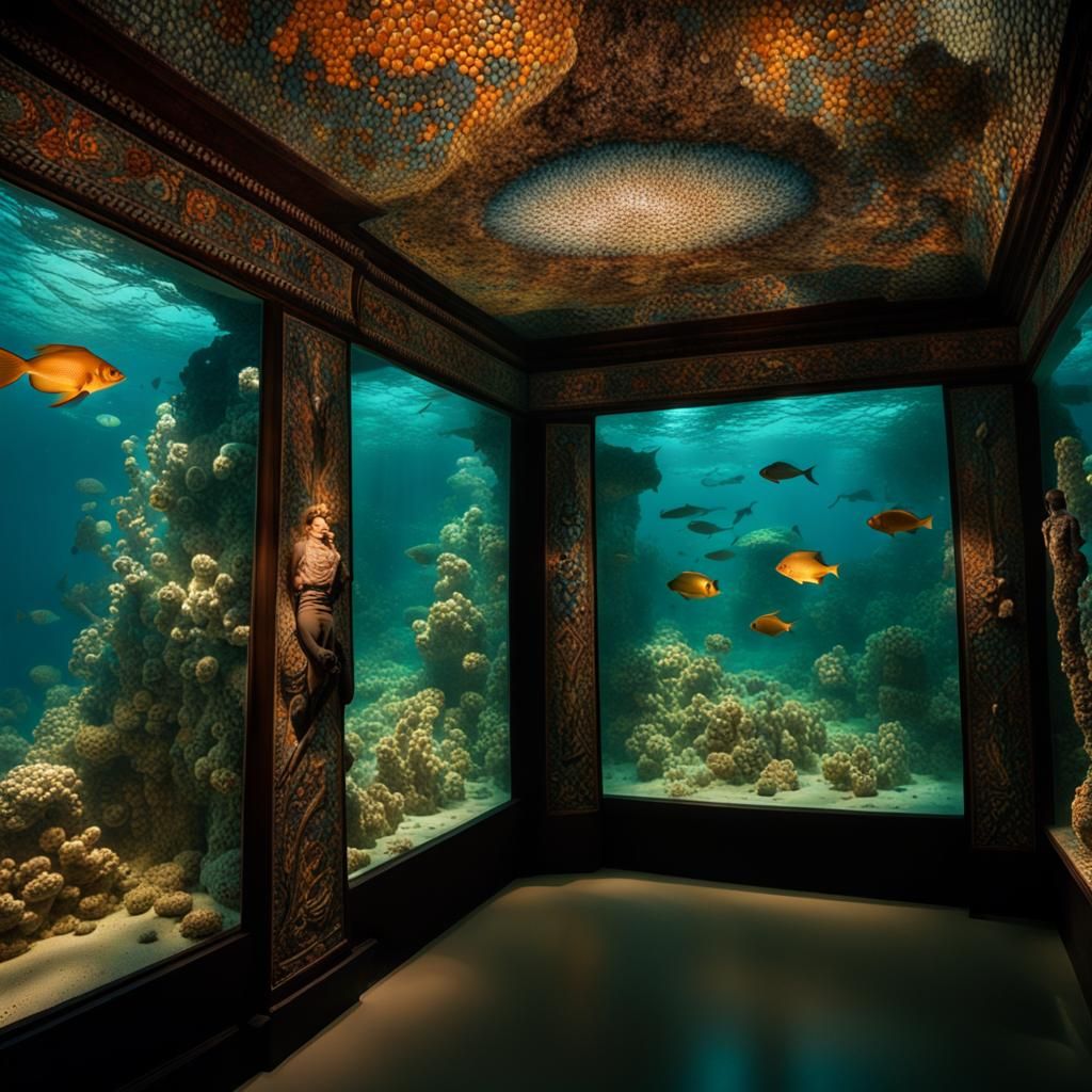 Submerged Ancient Tomb with Coral Mosaic