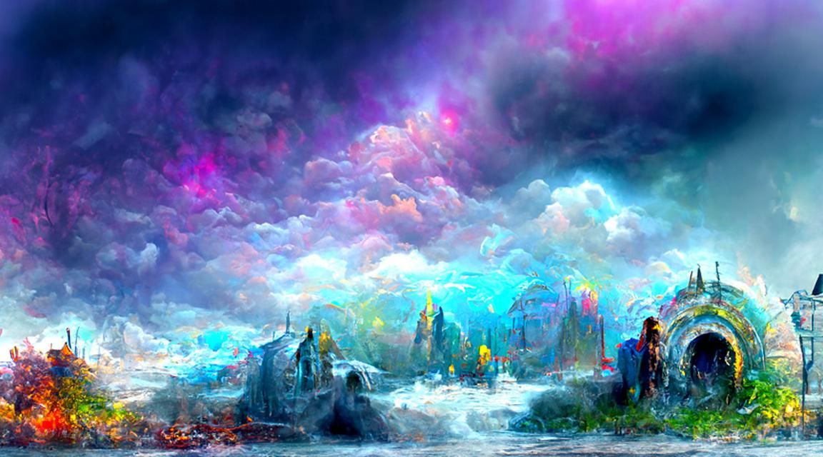 Ethereal Magic Portal in Colorful Sky