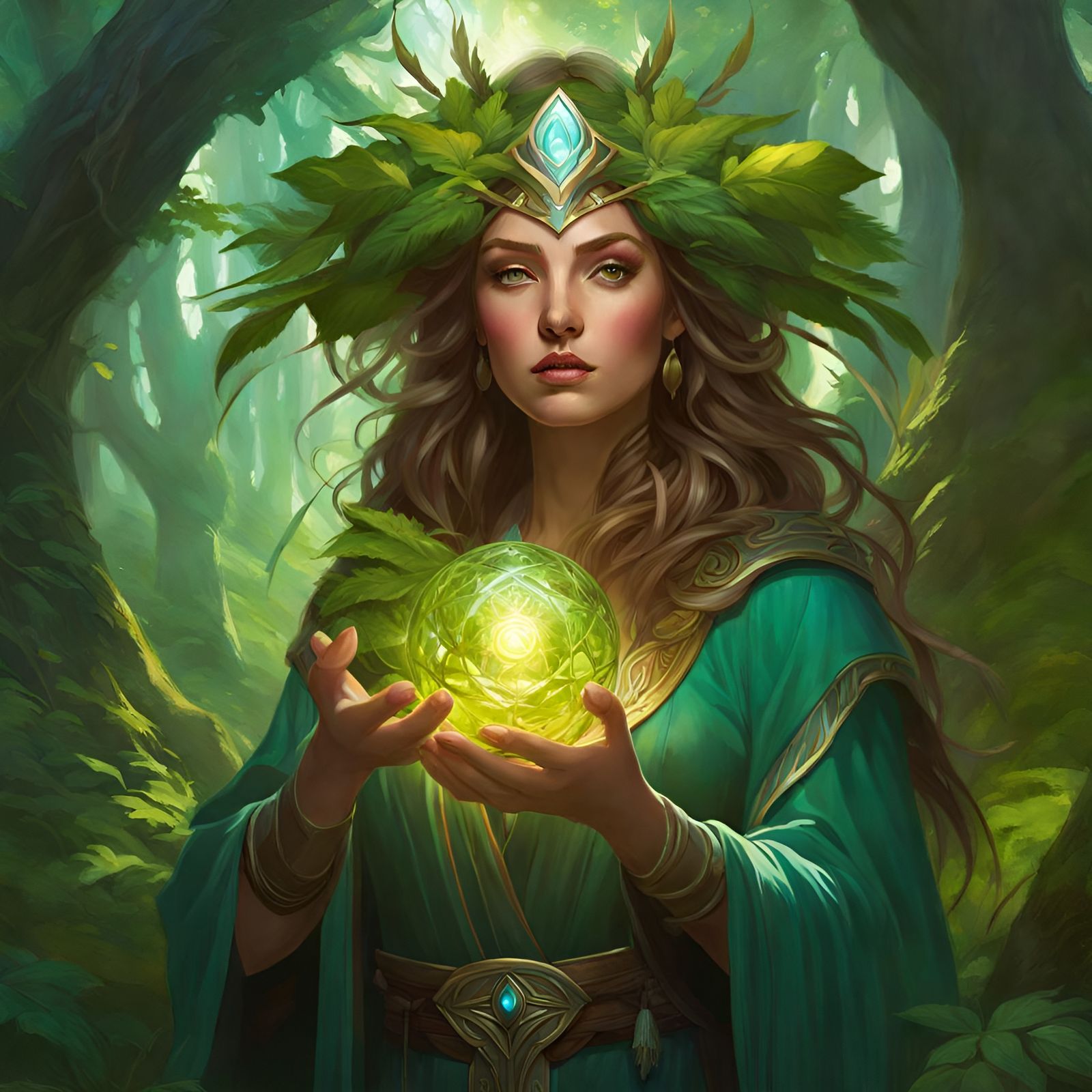 Enchanted Forest Druid with Nature Powers