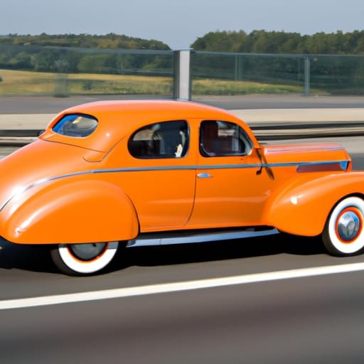 Orange 1939 Zephyr on the Autobahn