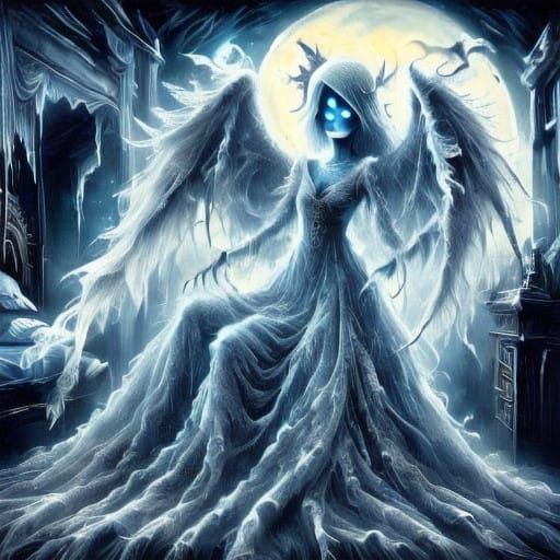 Mysterious Ethereal Entity Over Bed at Night