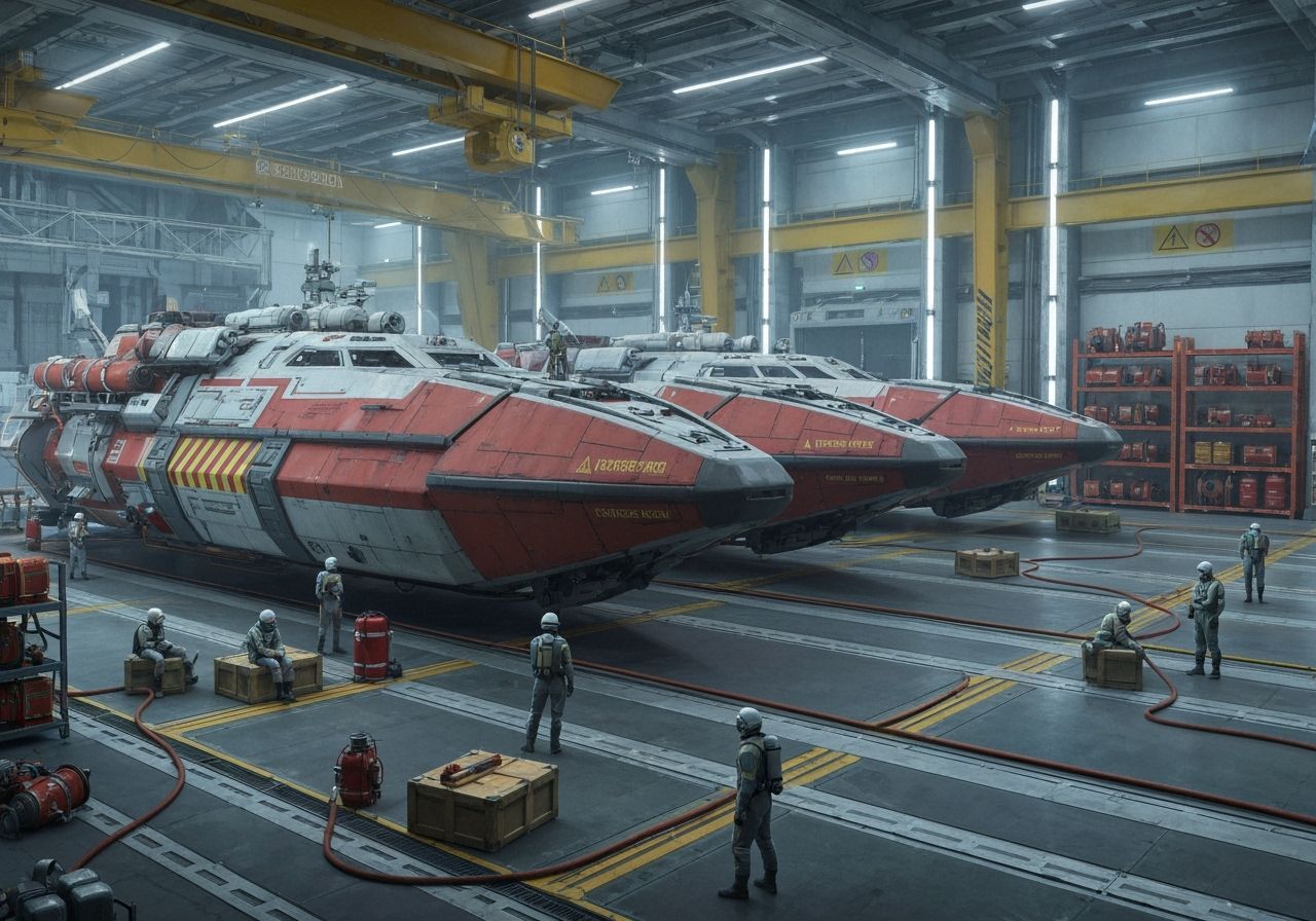 Vast Space Fire Station Hangar with Specialized Ships