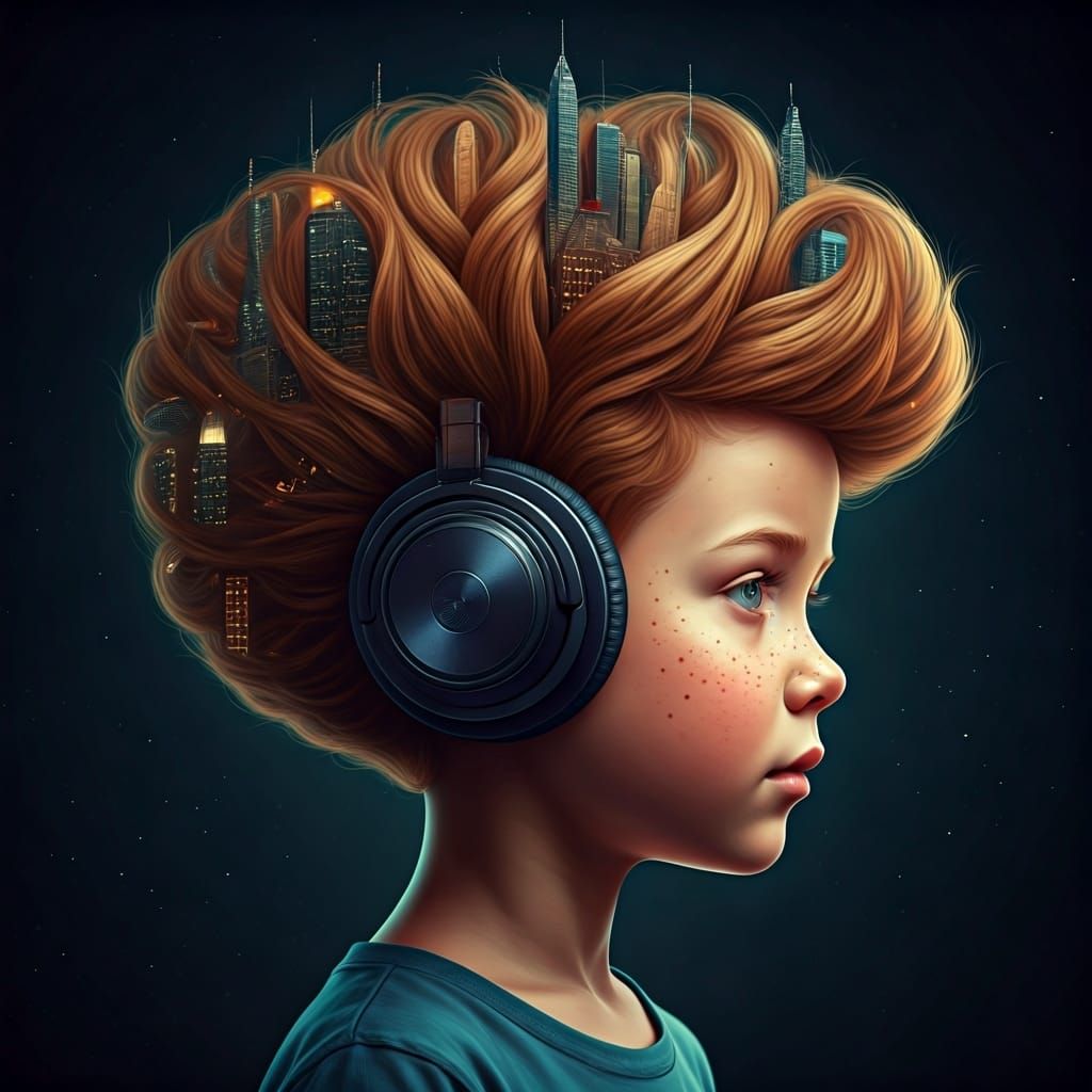 Psychoarchitecture Portrait: Urban Hairstyle with Cosmic Fre...