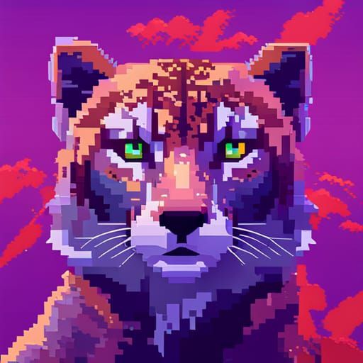 Pixelated Cheetah in 8-Bit Digital Art