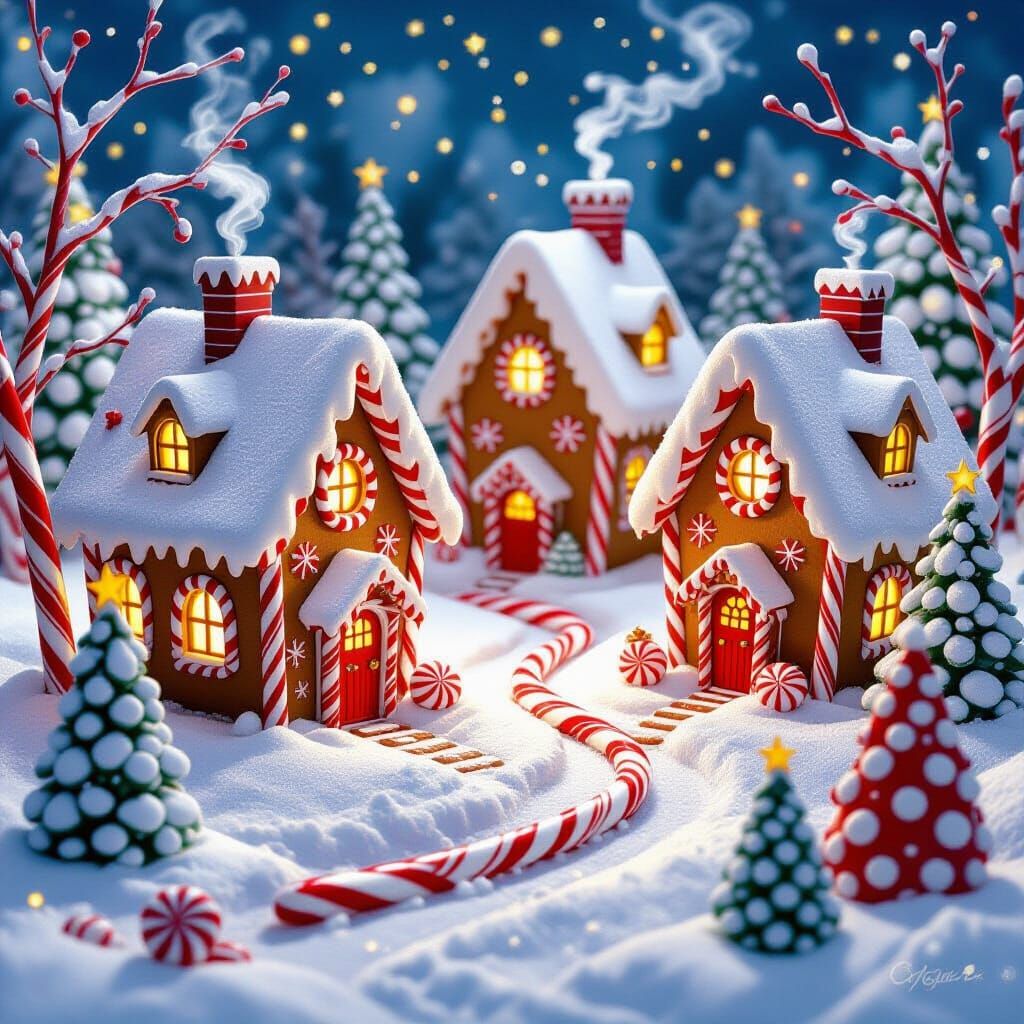 Whimsical Candy Cane Christmas Village With Gumdrop Windows