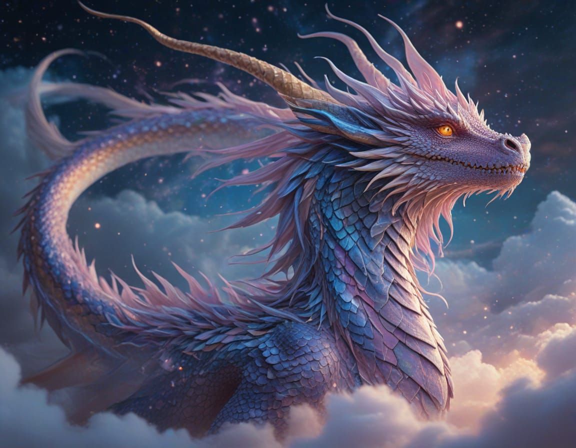 Celestial Dragon Portrait in Soft, Ethereal Light